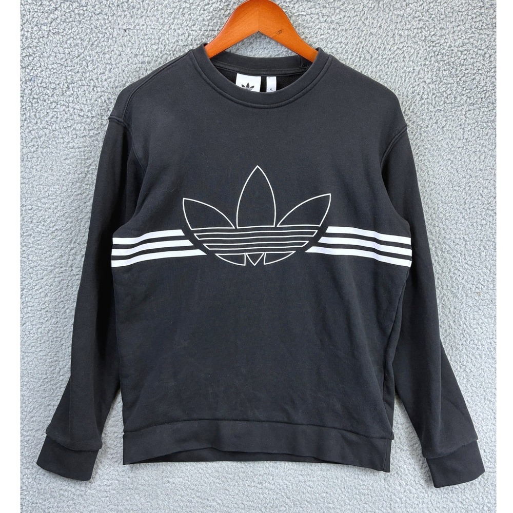 adidas Originals Outline Trefoil Sweatshirt Mens XL Black 3 Stripes Streetwear